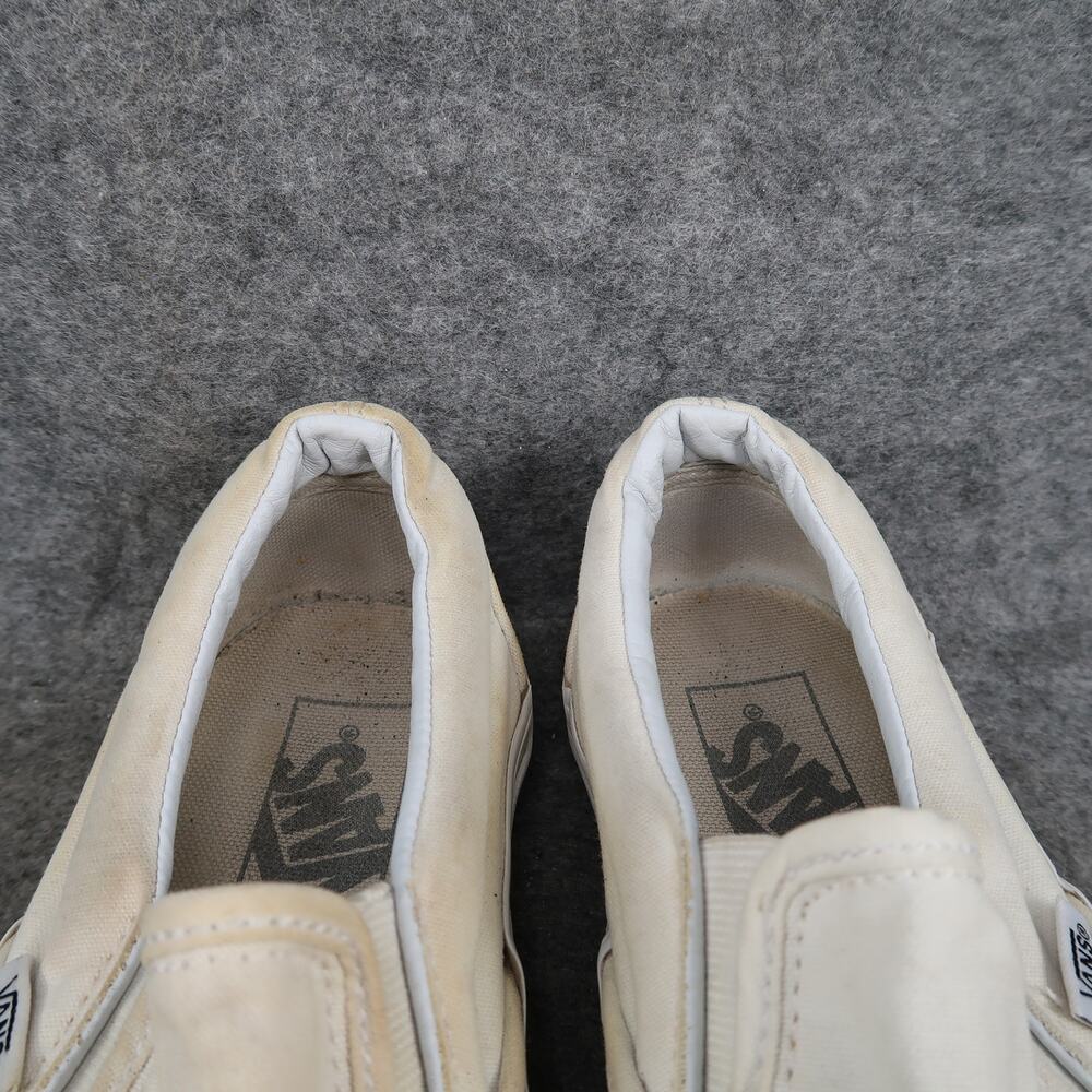 Vans Shoes Womens 7 Classic Slip On Sneakers Casual White Canvas Skate Trainers - Picture 3 of 11